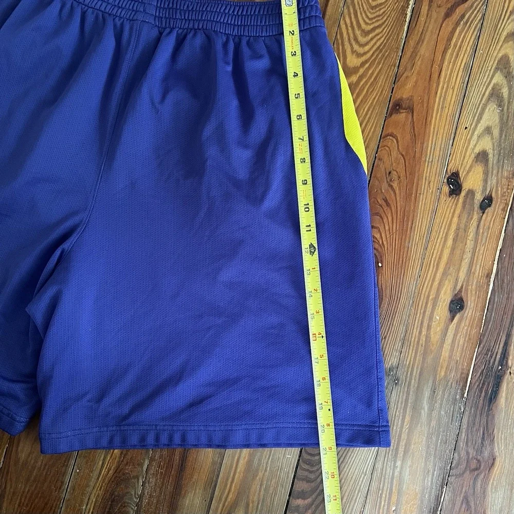 Vintage Nike Team FIT DRY Basketball Shorts XXL Purple Yellow Mesh Swoosh Logo 8